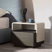 Black Nightstand Silent Rails Solid Wood Drawer